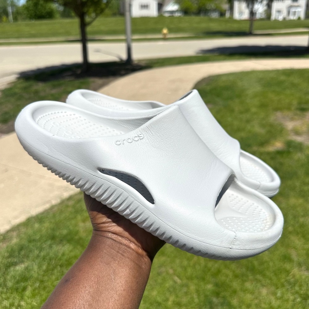 Crocs Mellow Recovery Slides Unisex Size M8 W10 Comfort Sandals Color Bone - Picture 7 of 11
